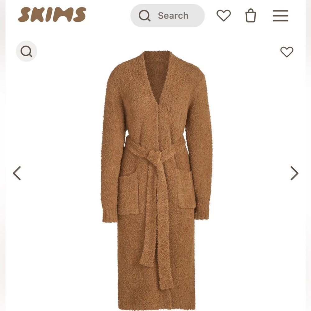 Skims Cozy Knit Robe / CAMEL